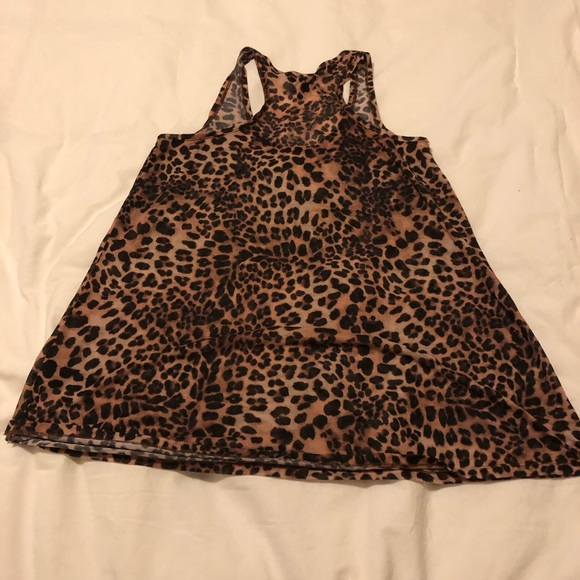 H&M Sheer Brown Black Leopard Print Tank Top Size Medium - Picture 4 of 4
